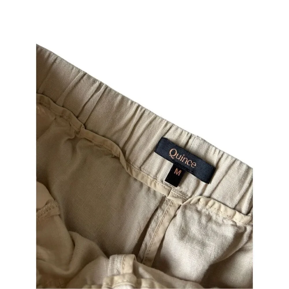 Quince 100% European Linen Pants size M‎ Cream Pull On Lagenlook